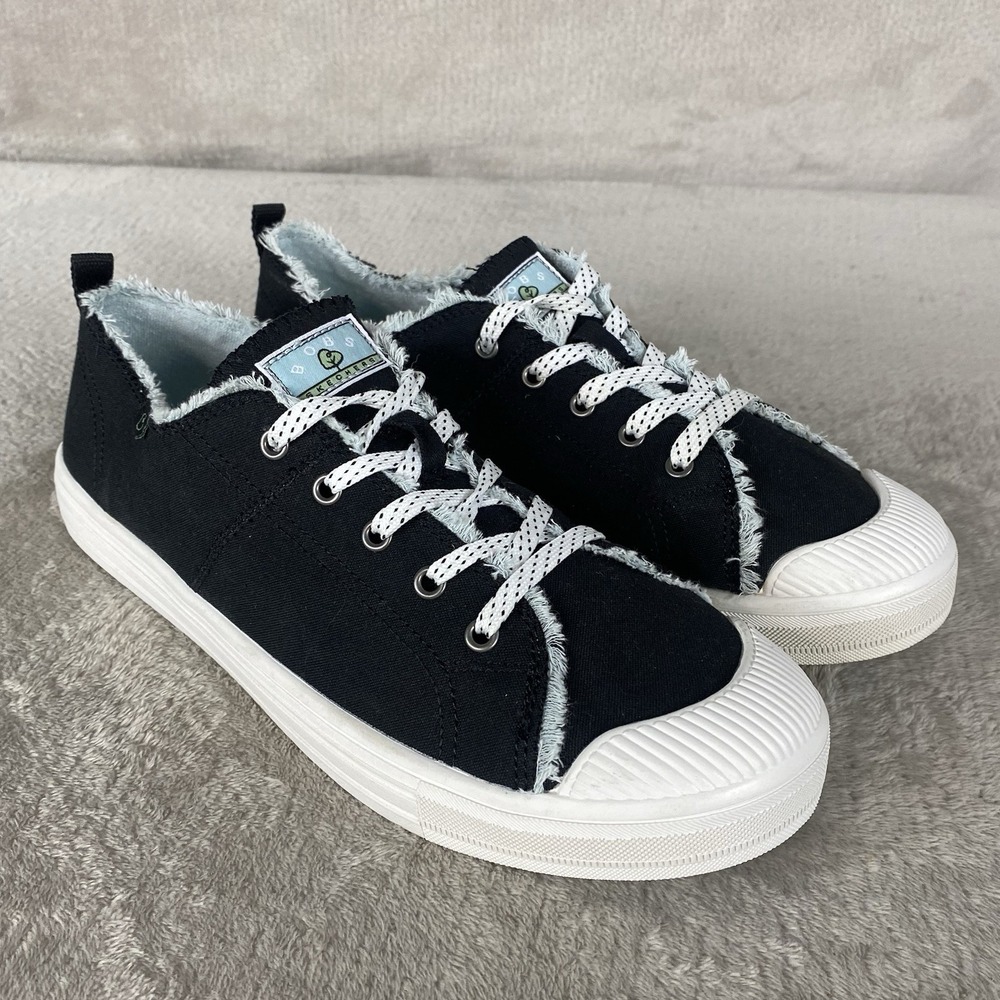 Skechers BOBS B Cute Kicks Shoes Womens Size 10 Black Canvas Lace Up Sneaker NEW
